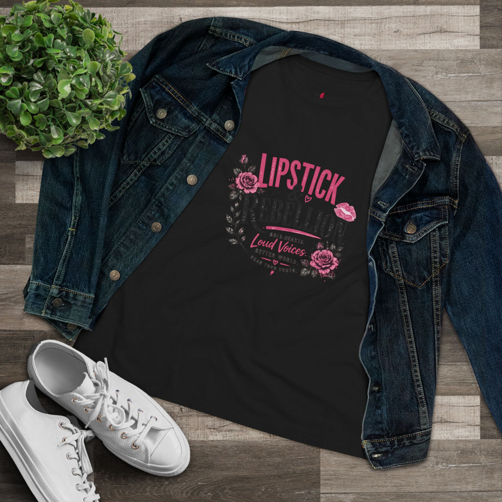 Lipstick & Rebellion Tee - Feminist Protest Graphic Cotton Shirt