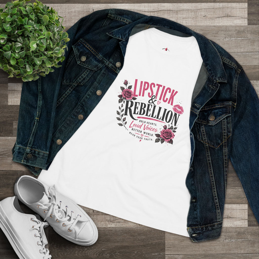 Lipstick & Rebellion Tee - Feminist Protest Graphic Cotton Shirt