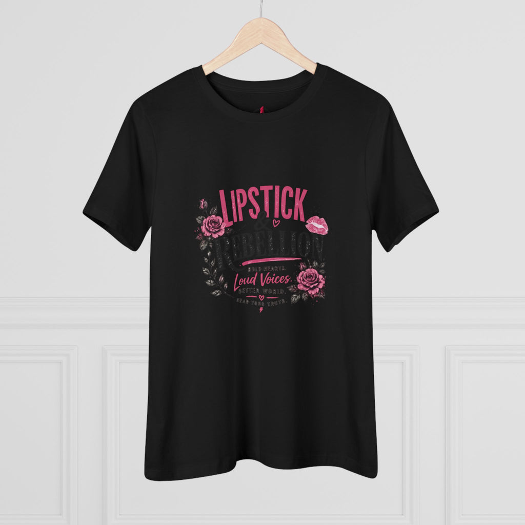 Lipstick & Rebellion Tee - Feminist Protest Graphic Cotton Shirt