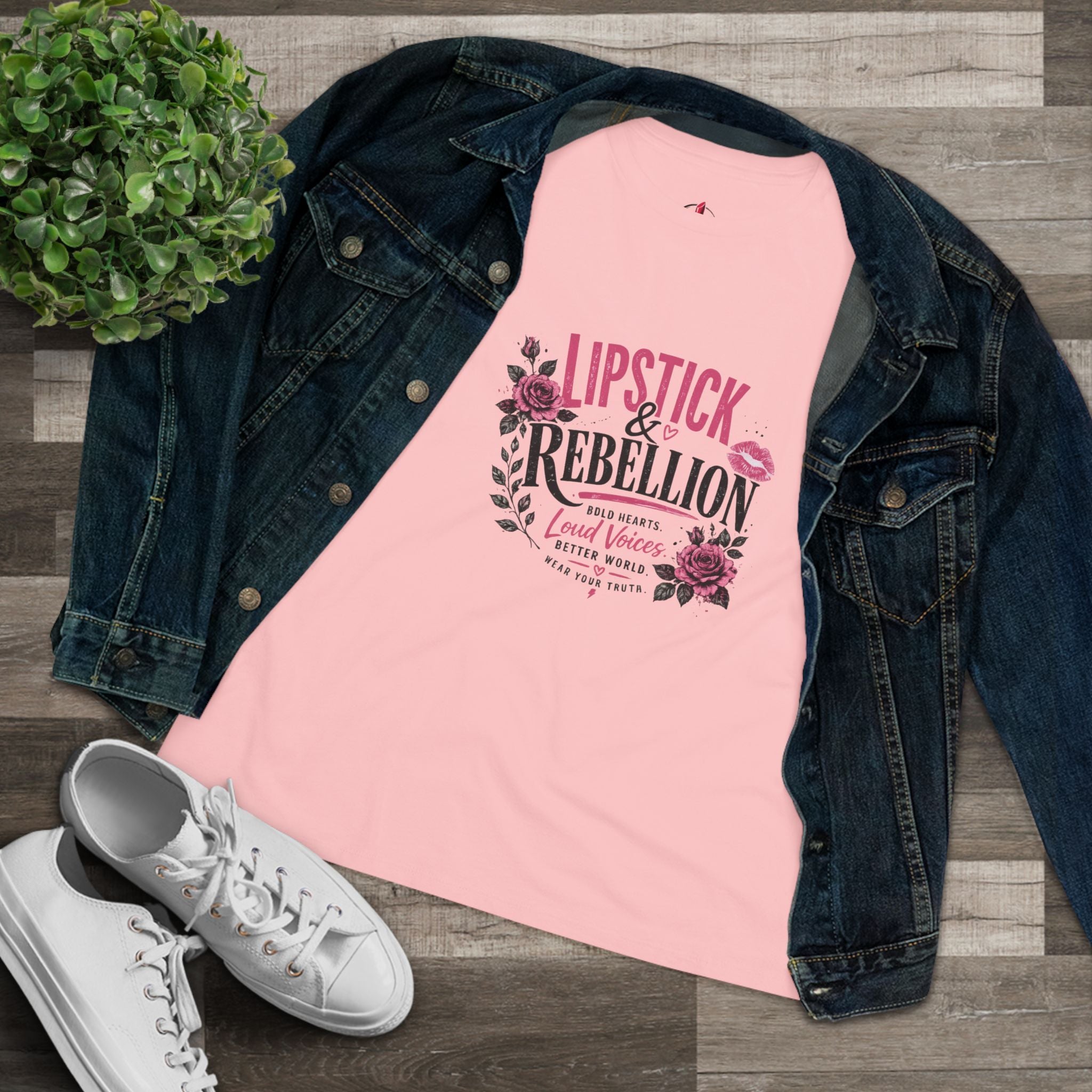Lipstick & Rebellion Tee - Feminist Protest Graphic Cotton Shirt
